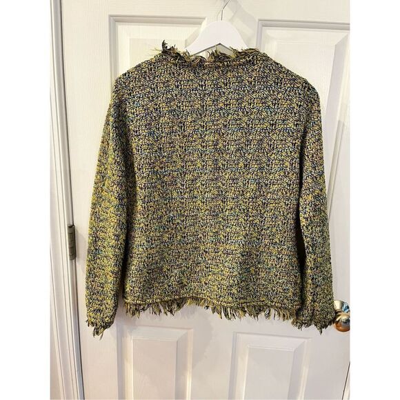 Willow Green Multi Knit Fringe Tweed Knit Style Jacket sz M EUC - Picture 6 of 7